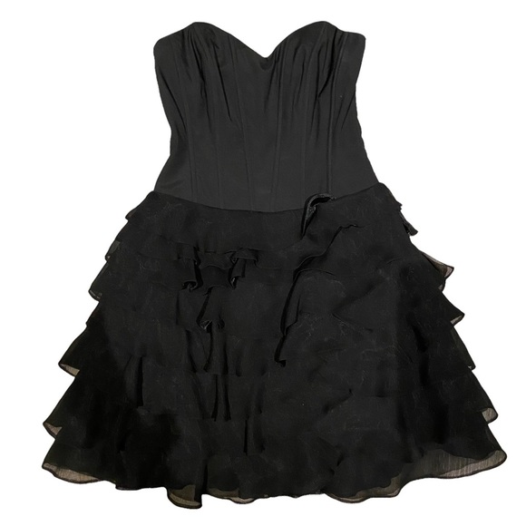 Karen Miller Black Ruffled Dress Size Medium - Picture 6 of 15